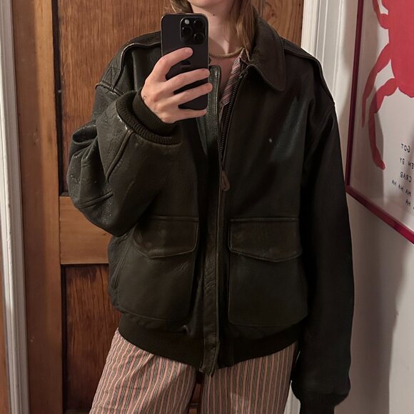 Avirex A-2 Bomber Flight Leather Jacket - Picture 1 of 16